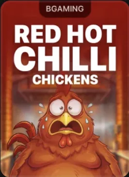 Red Hot Chilli Chickens cover: a frightened, sweating hen on a red background